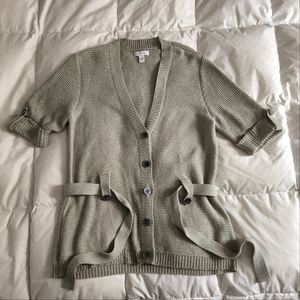 Charter Club ladies sage short-sleeve belted cardigan